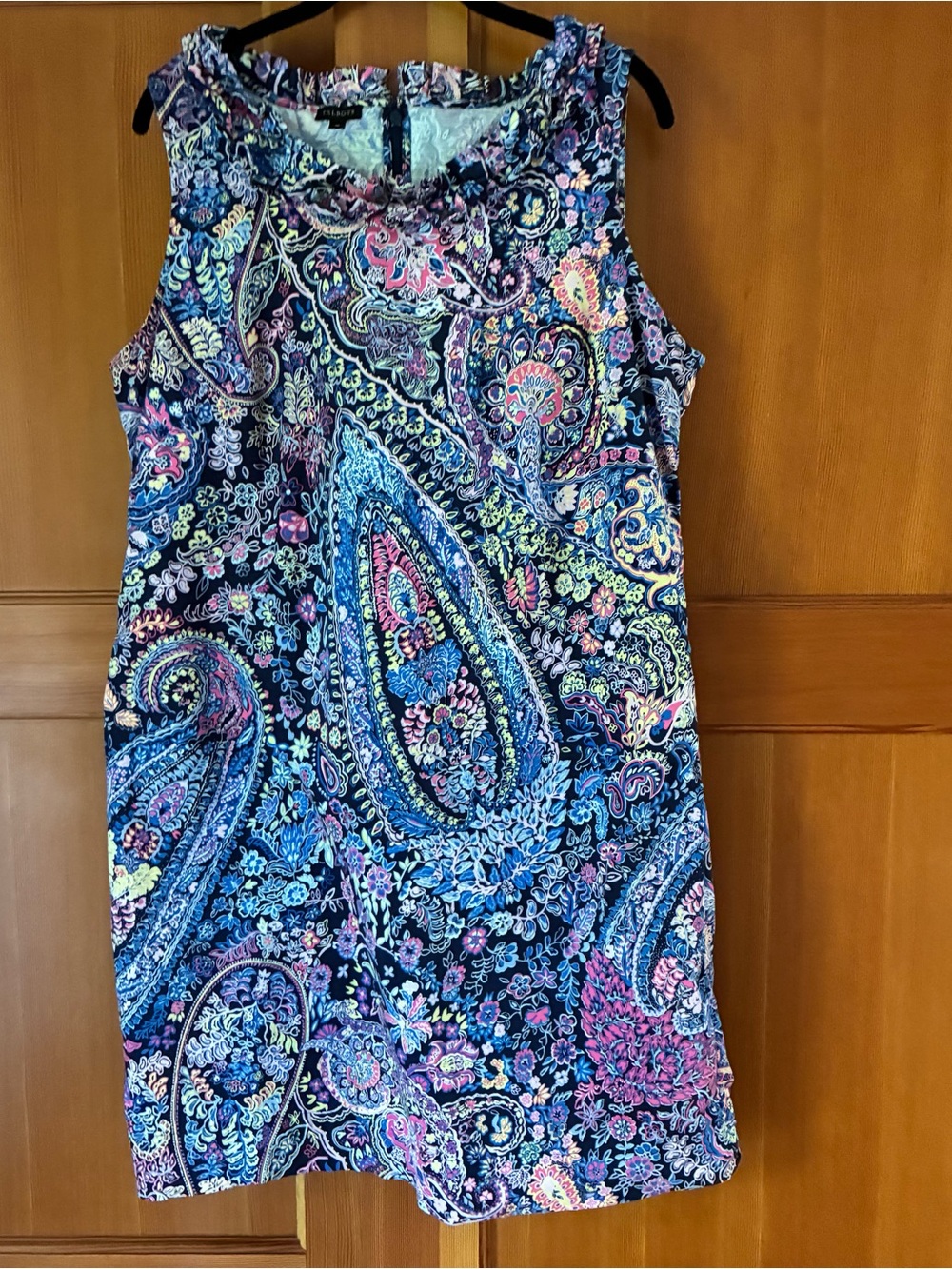 Talbots Paisley Sleeveless Shift Dress - Navy Multicolor Floral Paisley 18
